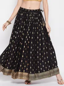 Clora Creation Ethnic Printed Flared Maxi Skirt