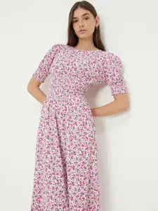 DOROTHY PERKINS Floral Print Puff Sleeves Fit & Flare Midi Dress