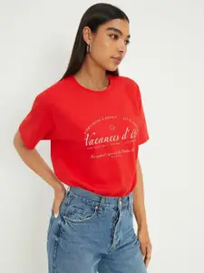 DOROTHY PERKINS Typography Printed Pure Cotton T-shirt