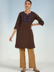 Lakshita Ethnic Motifs Printed Thread Work Regular Kurta