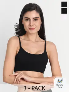 Aimly Pack Of 3 Non-Padded All Day Comfort Medium Coverage Cotton Workout Bra