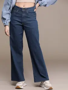 The Roadster Life Co. Women Baggy Wide Leg High-Rise Stretchable Jeans