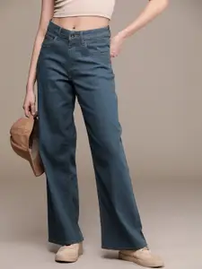 The Roadster Life Co. Women Baggy Wide Leg High-Rise Stretchable Jeans