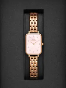 Daniel Wellington Quadro Lumine 5-Link RG MOP Dial Pink 26 mm Analogue Watch- DW00100621