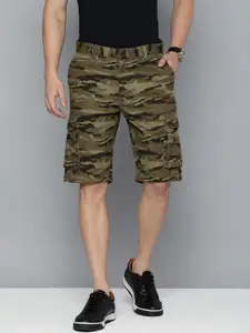 Indian Terrain Men Pure Cotton Camouflage Printed Cargo Shorts