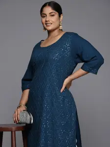 EXTRA LOVE BY LIBAS Plus Size Embellished Sequinned Kurta