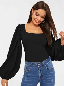 Selvia Square Neck Puff Sleeves Top