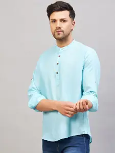 VASTRAMAY Band Collar Cotton Straight Kurta