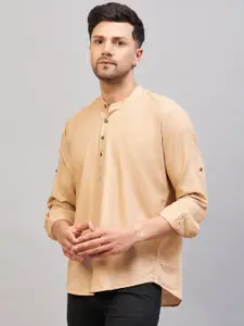 VASTRAMAY Band Collar Cotton Straight Kurta