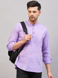 VASTRAMAY Band Collar Cotton Straight Kurta