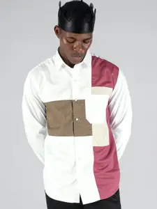 FRENCH CROWN Standard Colourblocked Spread Collar Cotton Casual Shirt
