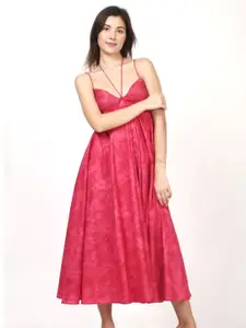 Dee Monash Tie & Dye Shoulder Straps Midi A-Line Dress