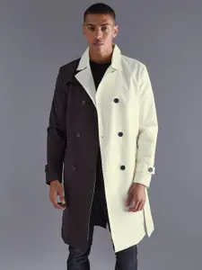 boohooMAN Colorblocked Twill Double Breasted Coat