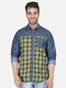 Kuons Avenue Smart Slim Fit Opaque Checked Denim Casual Shirt