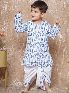 Aj DEZInES Boys Quirky Printed Pure Cotton Kurta with Dhoti Pants