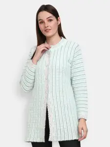 V-Mart Ethnic Motifs Printed Longline Cotton Cardigan Sweater