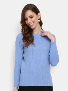V-Mart Cable Knit Round Neck Cotton Pullover