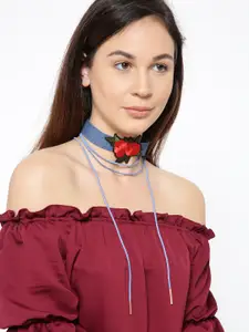 Jewels Galaxy Set of 2 Blue Handcrafted Necklaces