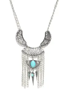 Jewels Galaxy Oxidised Silver-Toned & Blue Handcrafted Necklace