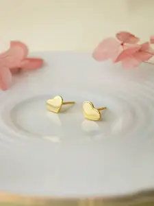 MANNASH Gold Plated Sterling Silver Heart Shaped Studs Earrings