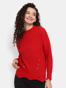 V-Mart Ribbed Round Neck Cotton Pullover