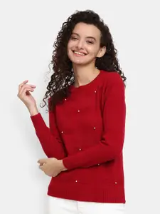 V-Mart Women Self Designed Cable Knit Cotton Pullover