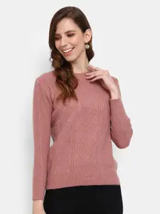 V-Mart Round Neck Cotton Cable Knit Pullover Sweaters