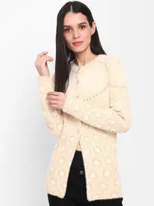 V-Mart Floral Printed Longline Cotton Cardigan Sweater