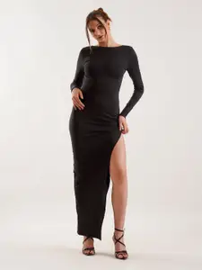 Outcast Boat Neck Backless Bodycon Maxi Polyester Dress