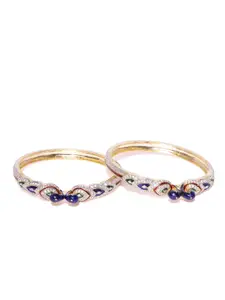 Jewels Galaxy Set of 2 Gold-Toned & Red Stone-Studded Bangles