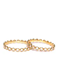 Jewels Galaxy Set of 2 Gold-Toned Stone-Studded Bangles