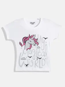 Eteenz Girls Typography Printed Cotton T-shirt