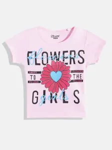 Eteenz Girls Floral & Typography Printed Premium Cotton T-shirt