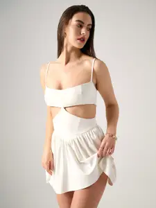 Outcast Shoulder Straps  Fit & Flare Cut-out Mini Dress