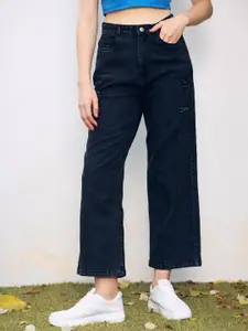 BAESD Women High-Rise Mildly Distressed Light Fade Stretchable Jeans