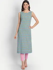SUTI Geometric Printed Round Neck Cotton Kurta