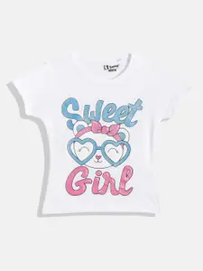 Eteenz Girls Typography Printed Premium Cotton T-shirt with Glittery Effect
