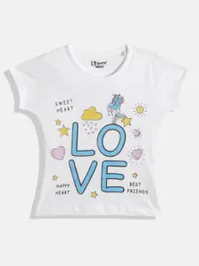 Eteenz Girls Typography & Graphic Printed Premium Cotton T-shirt