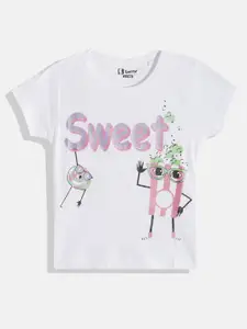 Eteenz Girls Printed Pure Cotton T-shirt