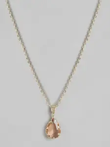 Forever New Gold-Plated Artificial Stone Teardrop Pendant with Chain