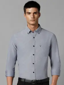 Allen Solly Slim Fit Self Design Textured Button-Down Collar Pure Cotton Formal Shirt