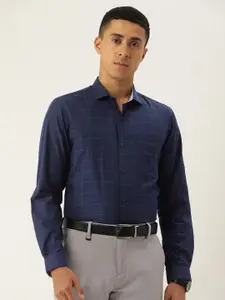 Peter England Men Slim Fit Windowpane Checked Formal Shirt