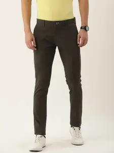 Peter England Men Checked Slim Fit Trousers