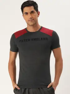 Peter England Men Brand Logo Printed Slim Fit T-shirt