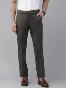 V Dot Men Checked Slim Fit Formal Trousers