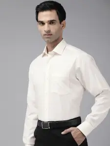 Van Heusen Men Classic Self Design Opaque Pure Cotton Formal Shirt