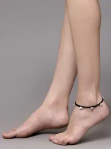 Sanjog Women Silver Plated German Silver Oxidised Anklet