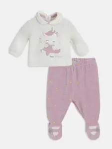 Chicco Girls Self Design T-shirt with Trousers