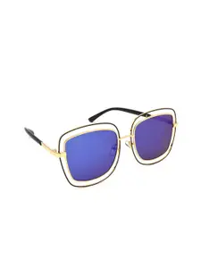 HRINKAR Women Mirrored Lens Oversized Sunglasses With UV Protected Lens