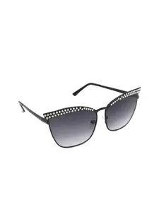 HRINKAR Women Mirrored Lens & Gunmetal-Toned Cateye Sunglasses With UV Protected Lens